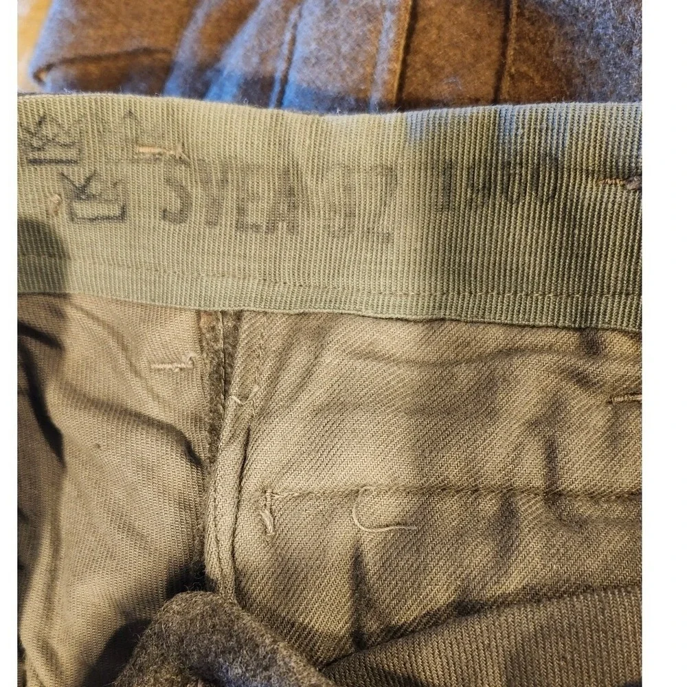 Vintage Swedish Military 1960 Wool Cargo Pants Grey Brown 29x27 M58 Vietnam Era‎